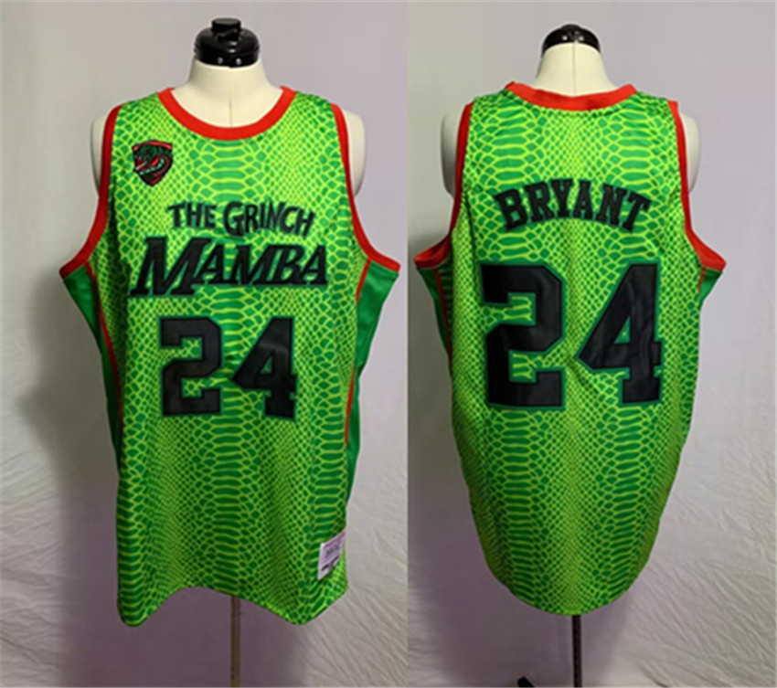 Men's Green Los Angeles Lakers #24 Kobe Bryant Black Mamba Stitched basketball Jersey
